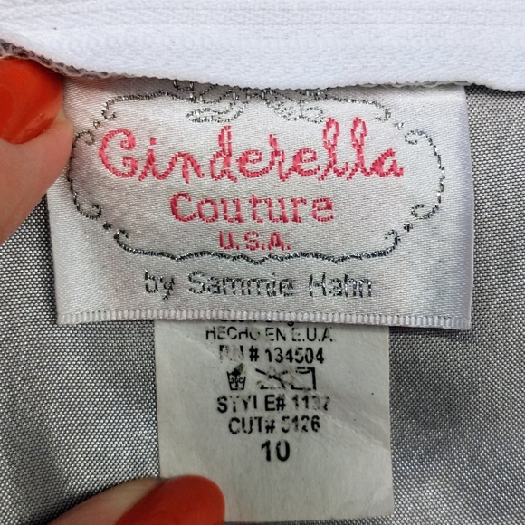 Girl's Cinderella Couture Silver Blue Lace Sleeveless Formal Dress Size 10 - Picture 6 of 12